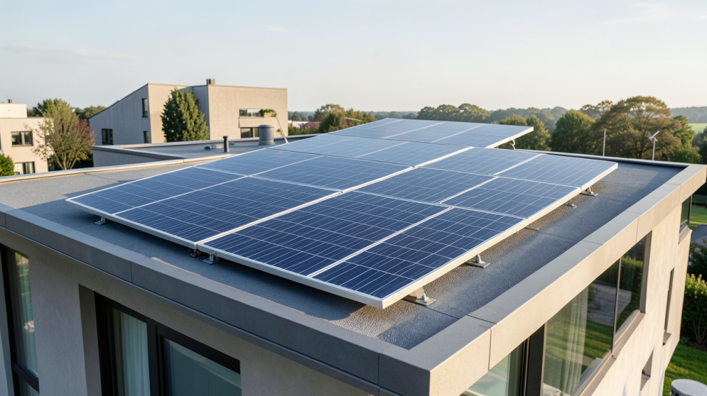 panneau solaire Enphase installé sur le toit d'une maison contemporaine
