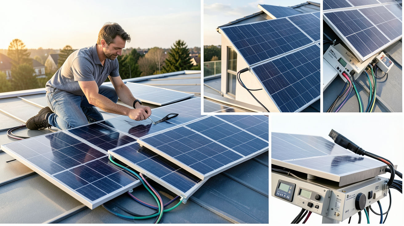 panneau solaire et éolienne lors du dimensionnement d'une installation hybride sur un toit