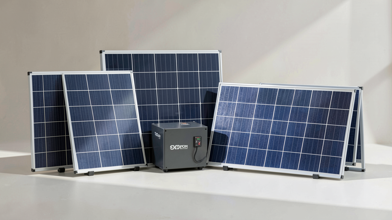 panneau solaire et batterie montrant un assortiment de panneaux photovoltaïques et de batteries de stockage en contexte de comparaison 2024