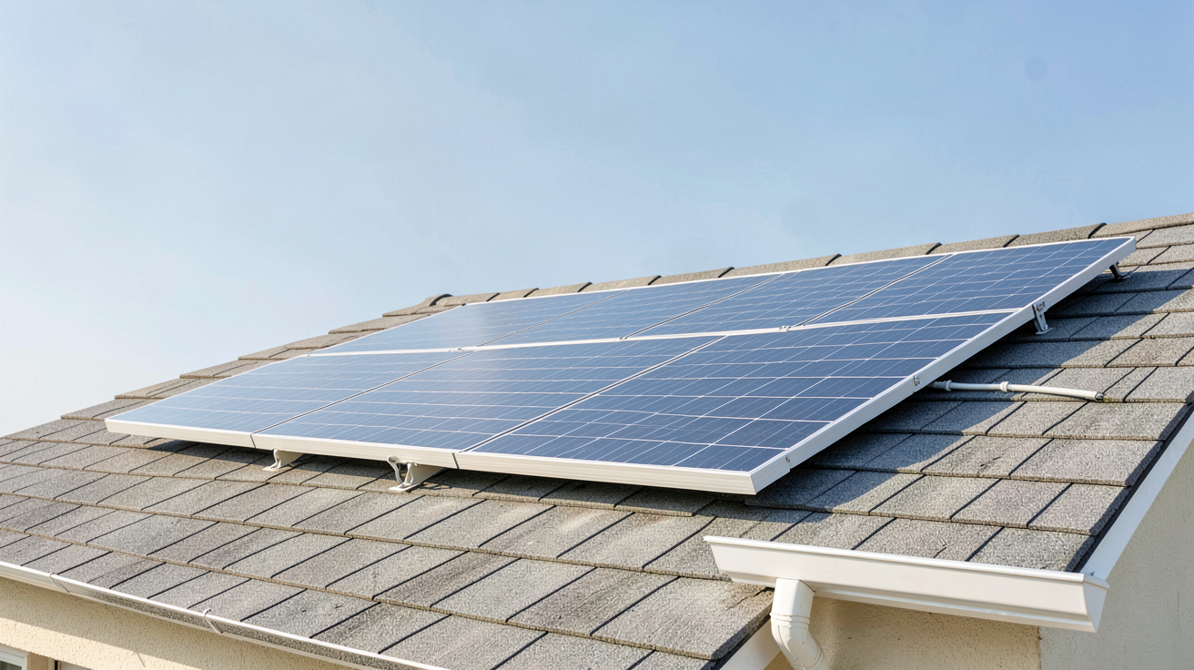 panneau solaire installé sur un toit de maison individuelle illustrant le choix entre autoconsommation et vente totale