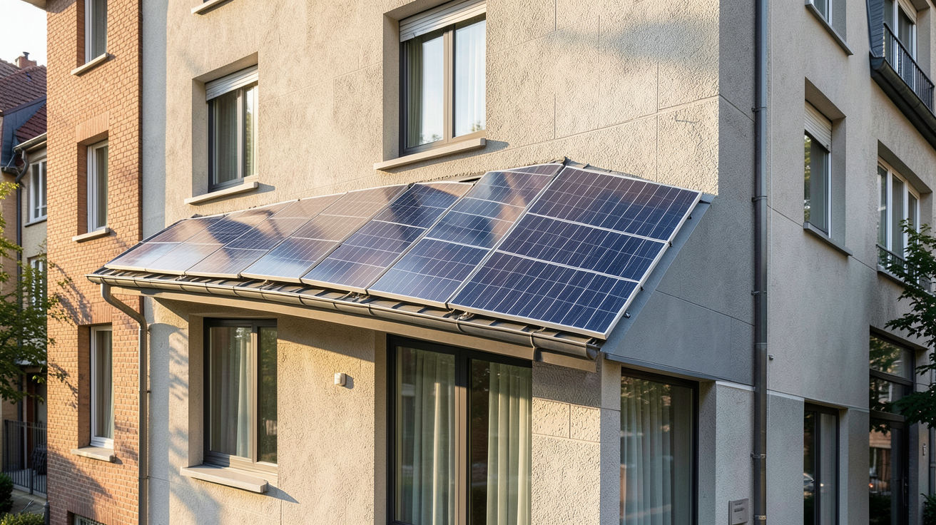panneau solaire façade rendement maison urbaine équipée de panneaux photovoltaïques modernes