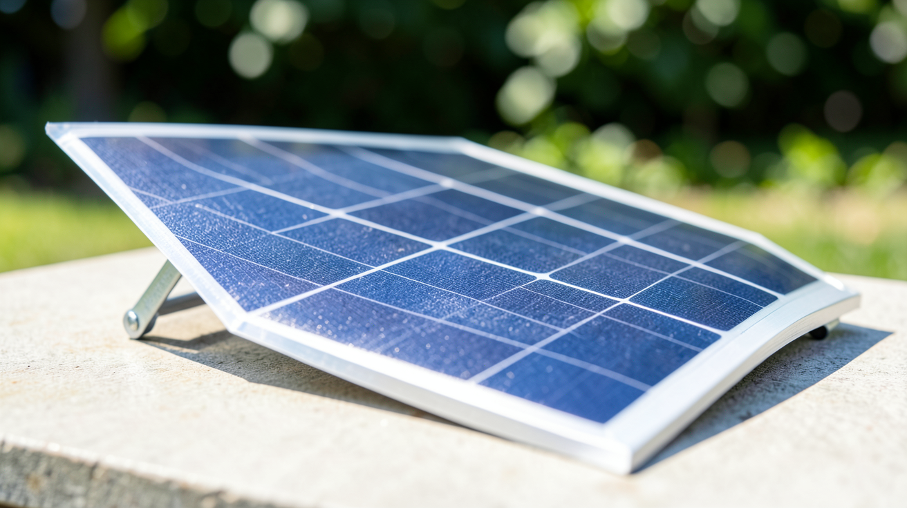 panneau solaire flexible 100W posé sur une surface plane en extérieur