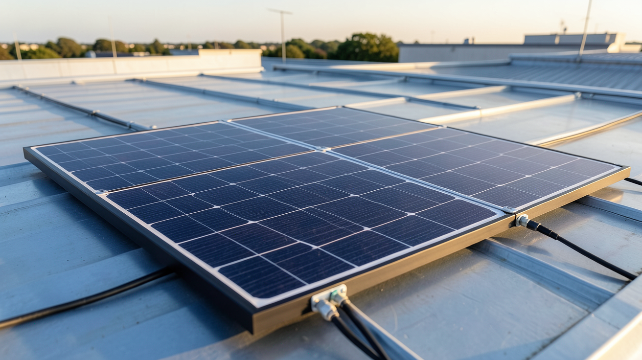 panneau solaire flexible installé sur un toit métallique pour un comparatif 2024