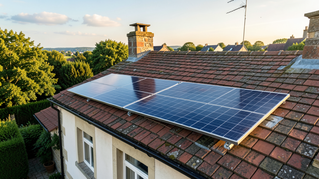 panneau solaire gironde installé sur le toit d'une maison résidentielle sous un ciel clair