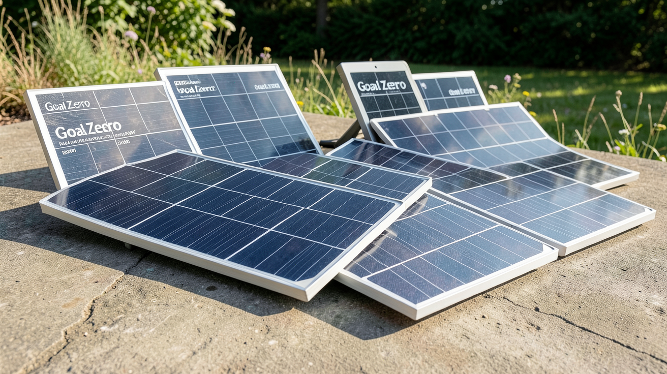 panneau solaire Goal Zero comparatif détaillé des modèles avec étiquettes de puissance, poids et prix