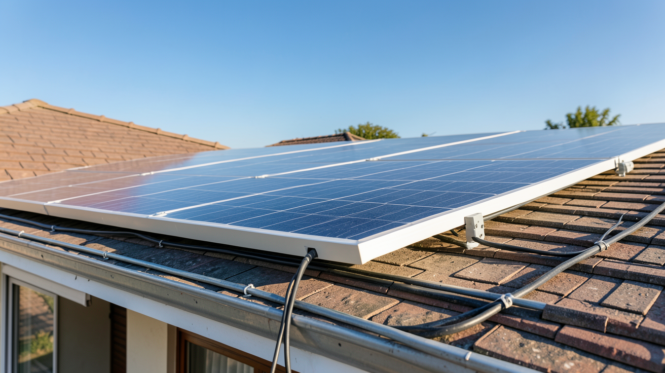 panneau solaire gouvernement installé sur le toit d'une maison pour l'autoconsommation ou la revente totale d'électricité