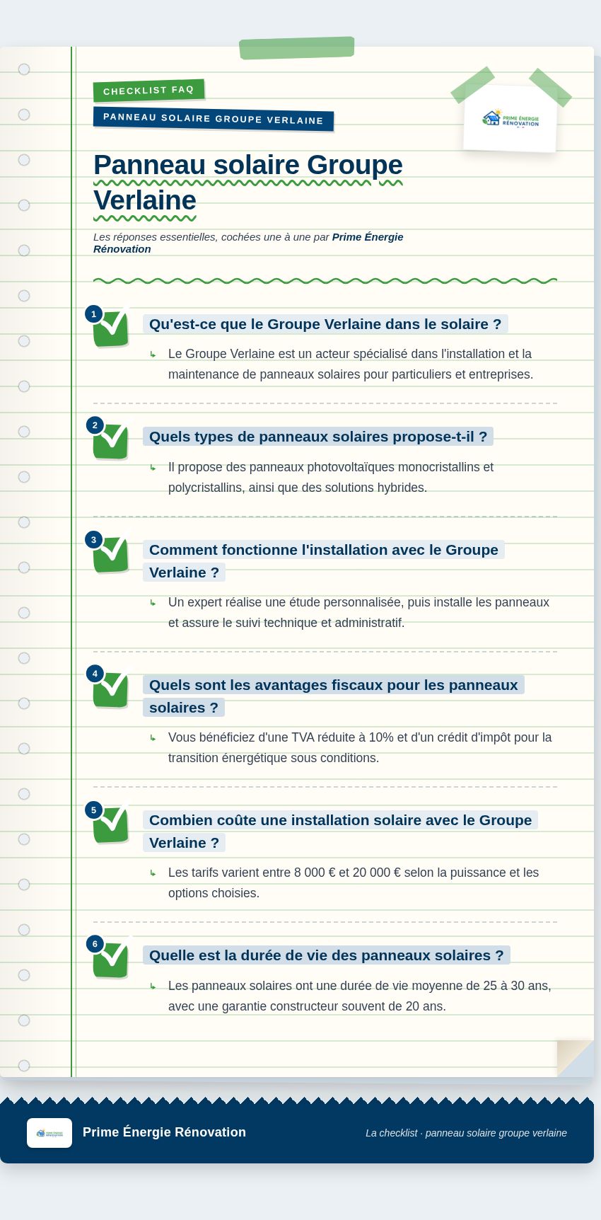 Infographie : Panneau solaire Groupe Verlaine