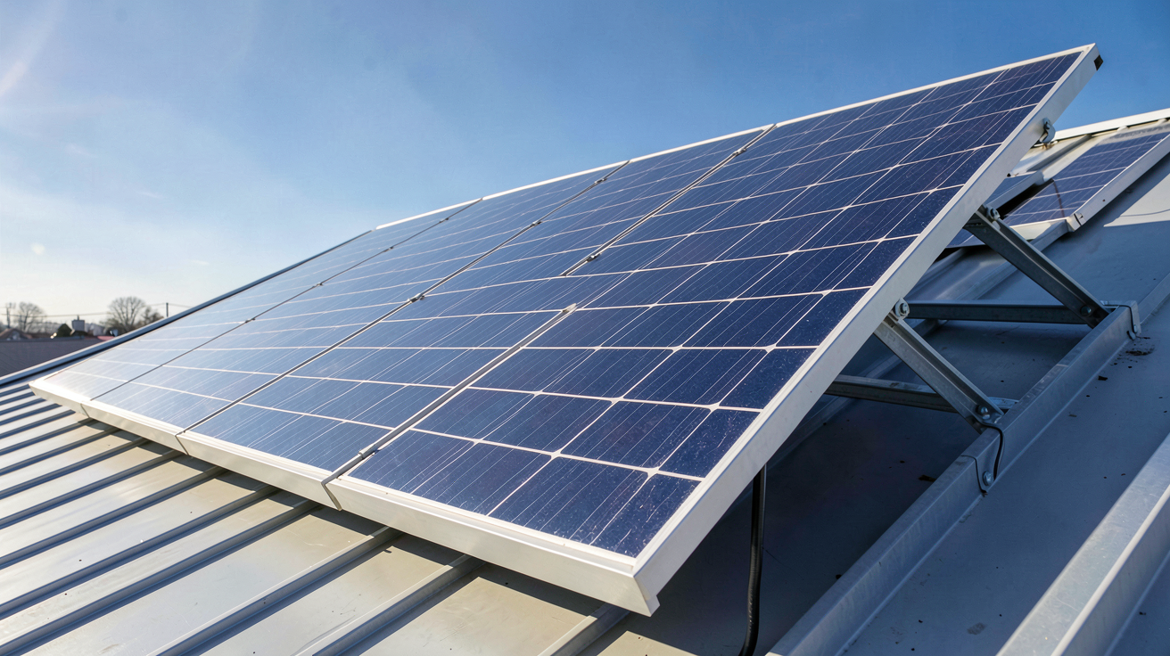 panneau solaire haut rendement posé sur un toit incliné pour un comparatif de prix