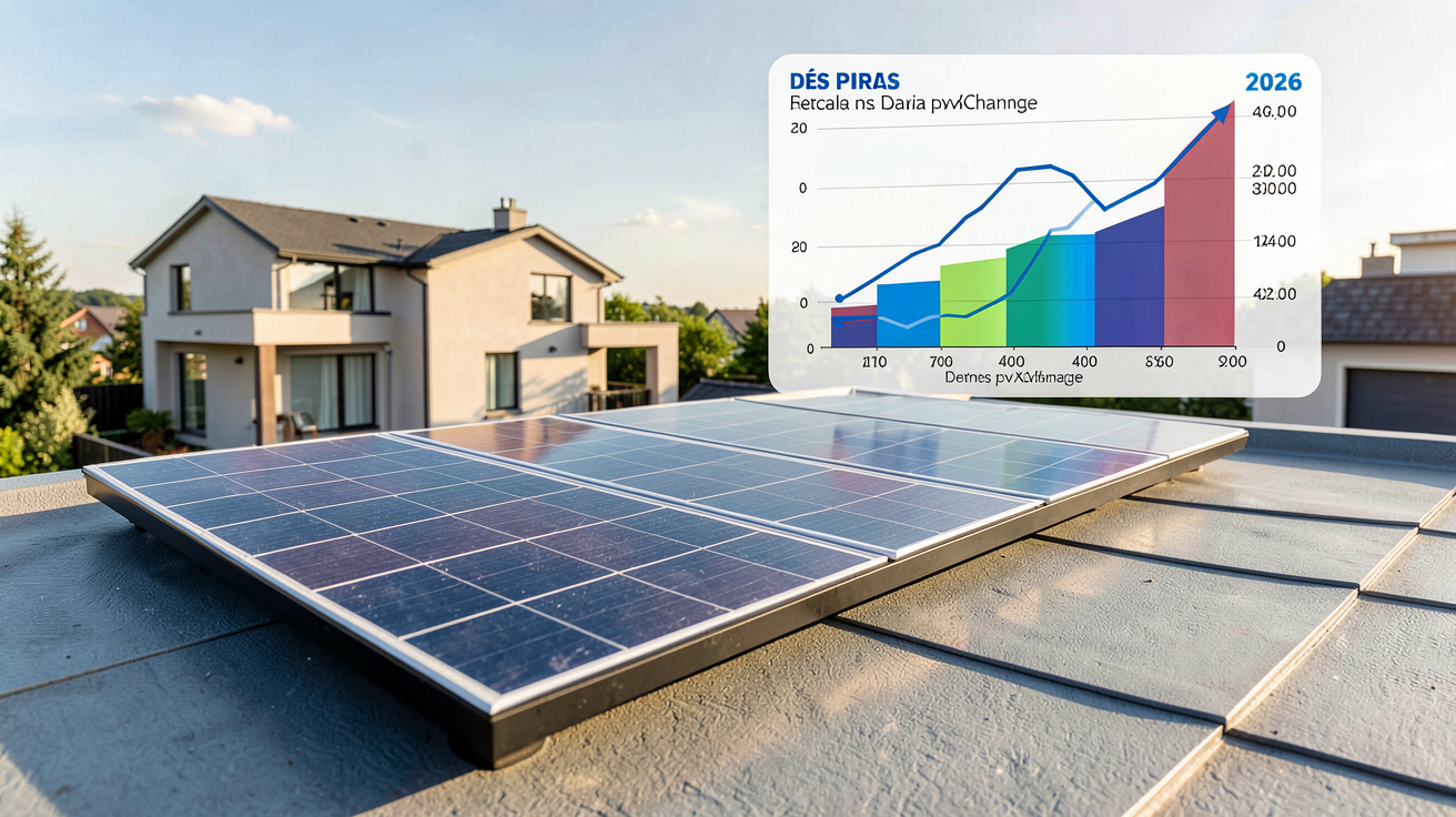 panneau solaire haut rendement avec graphique d'évolution des prix en 2026
