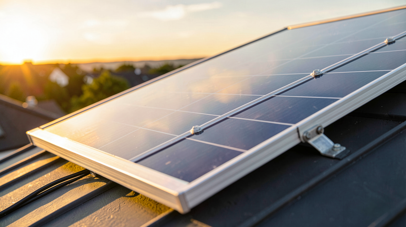 panneau solaire haute performance en silicium monocristallin installé sur un toit moderne