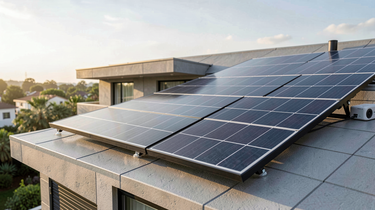 panneau solaire Huawei kit 6000W autoconsommation installé sur un toit de maison moderne