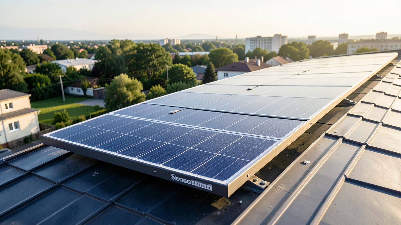 panneau solaire hybride de nouvelle génération en fonctionnement sur un toit
