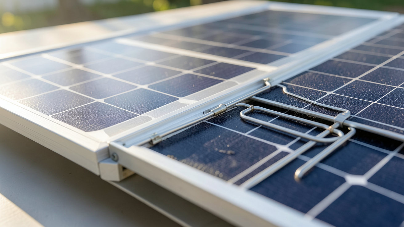 panneau solaire hybride en coupe partielle montrant le fonctionnement des cellules photovoltaïques et du circuit thermique