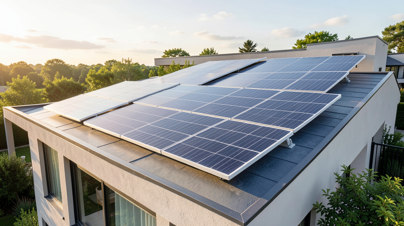 panneau solaire hybride installé sur le toit d'une maison moderne illustrant ses avantages et bénéfices énergétiques