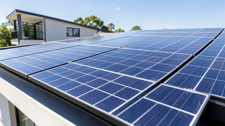 panneau solaire hyundai 400w installé sur le toit d'une résidence moderne