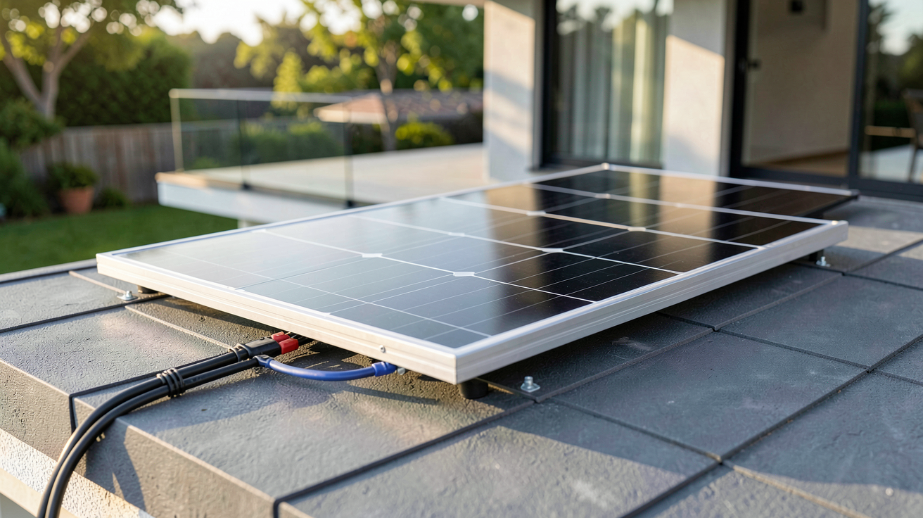 panneau solaire Hyundai de la gamme 2024 installé sur le toit d'une maison moderne