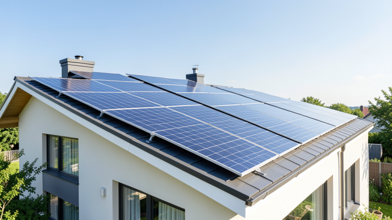 panneau solaire ikea installé sur le toit d'une maison contemporaine