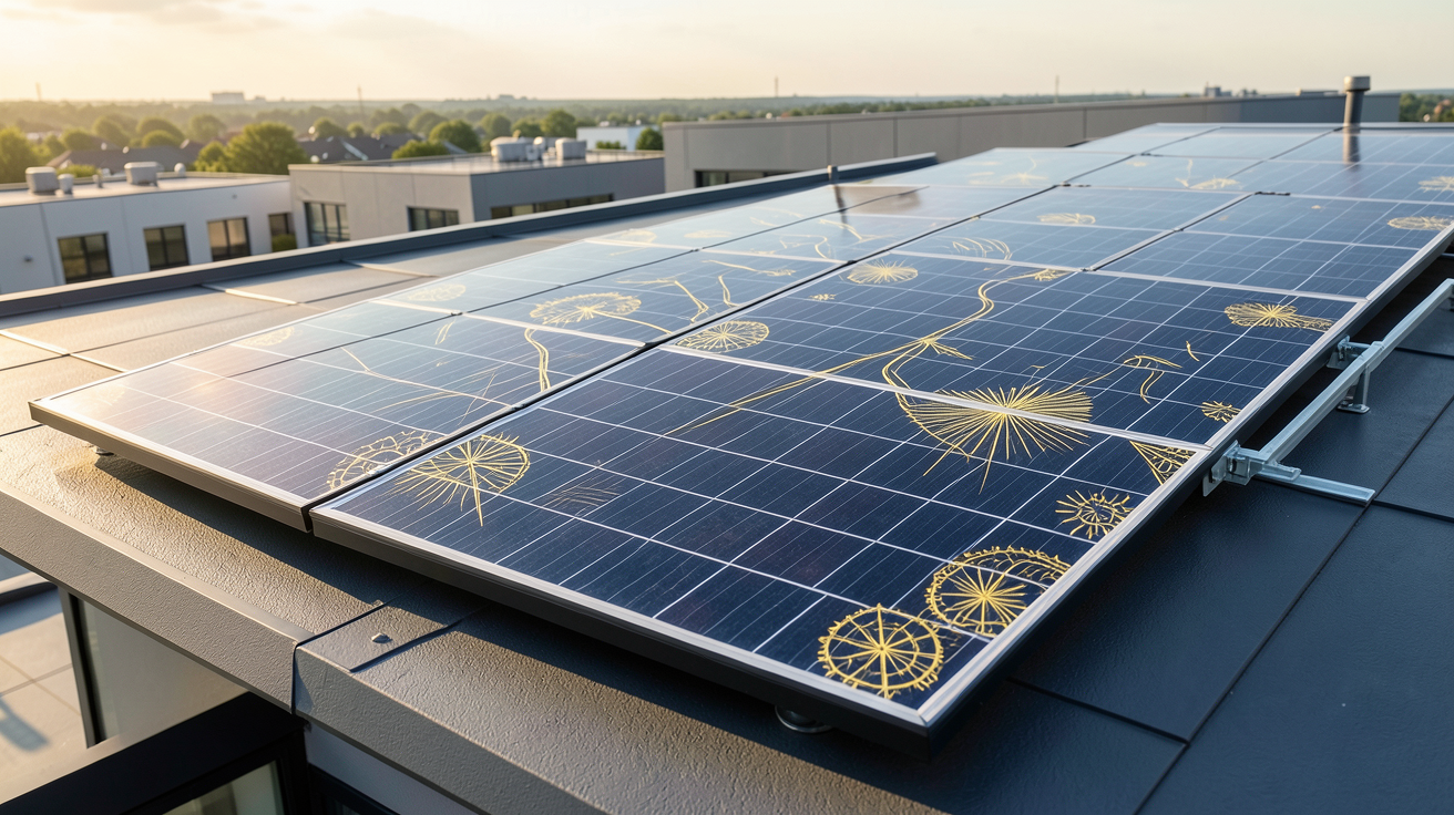 panneau solaire imprimable avec encre solaire sur un toit moderne