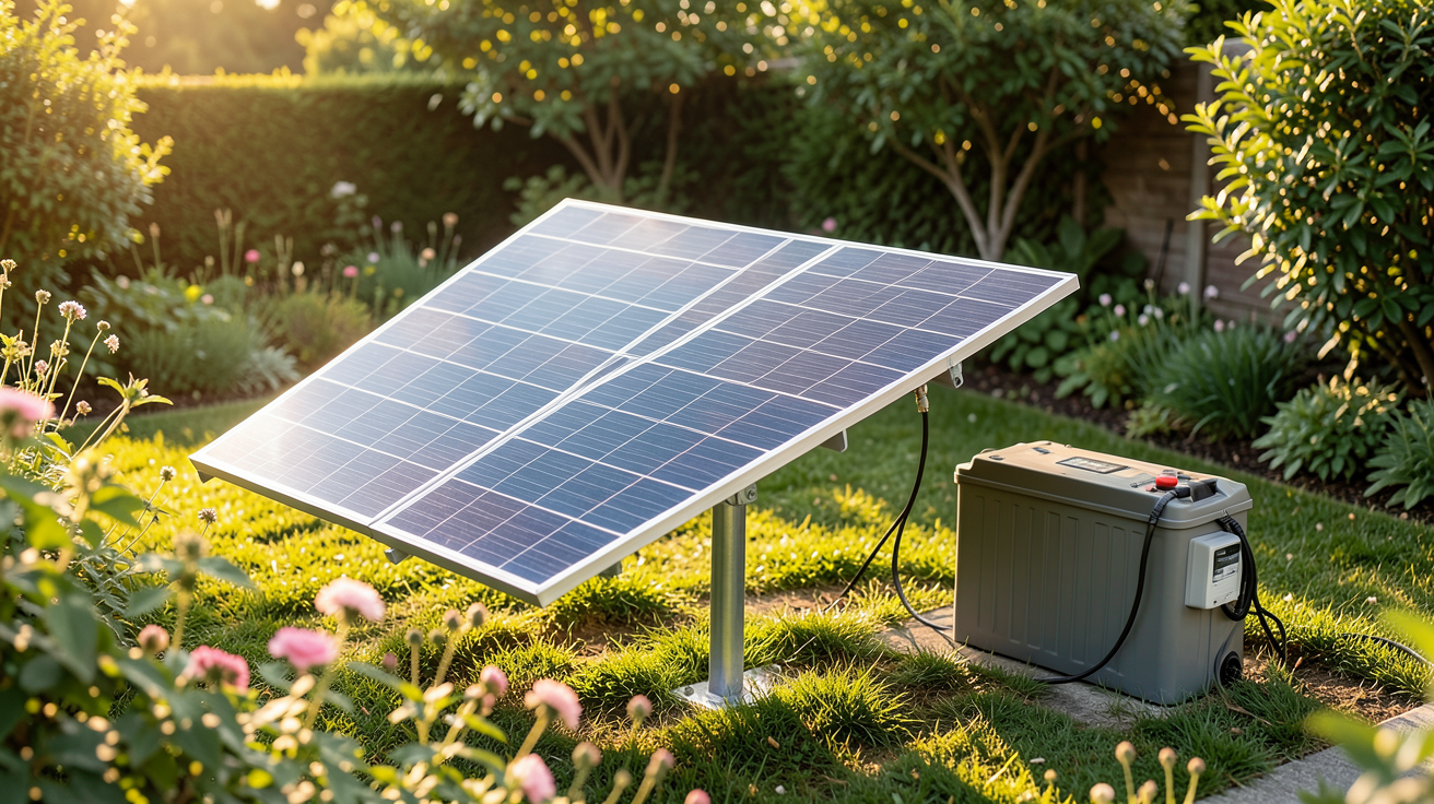 panneau solaire indépendant faisant partie d'un kit solaire clé en main installé en extérieur