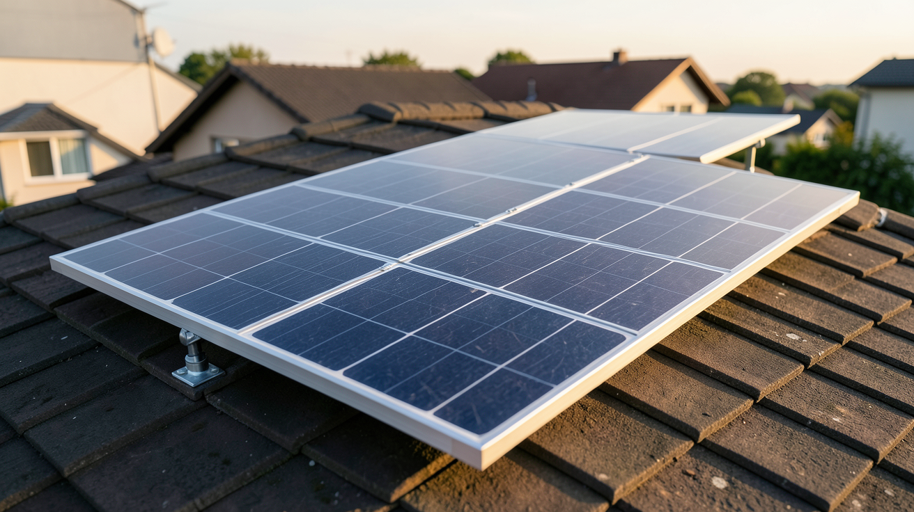 panneau solaire individuel installé sur un toit résidentiel pour déterminer la puissance adaptée à la consommation