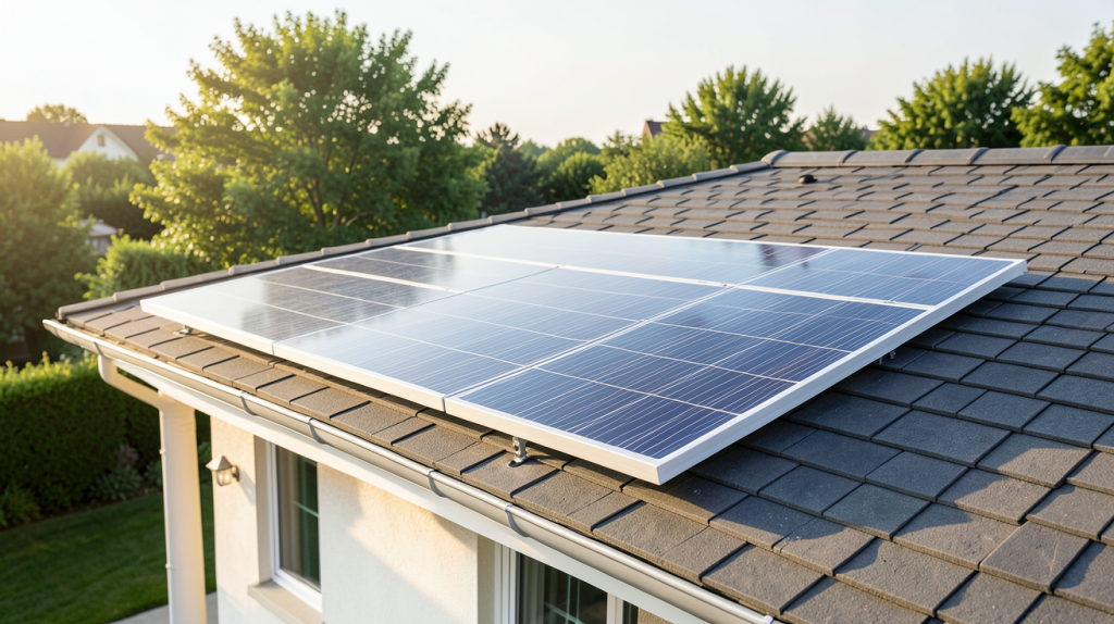 panneau solaire individuel installé sur le toit d'une maison résidentielle