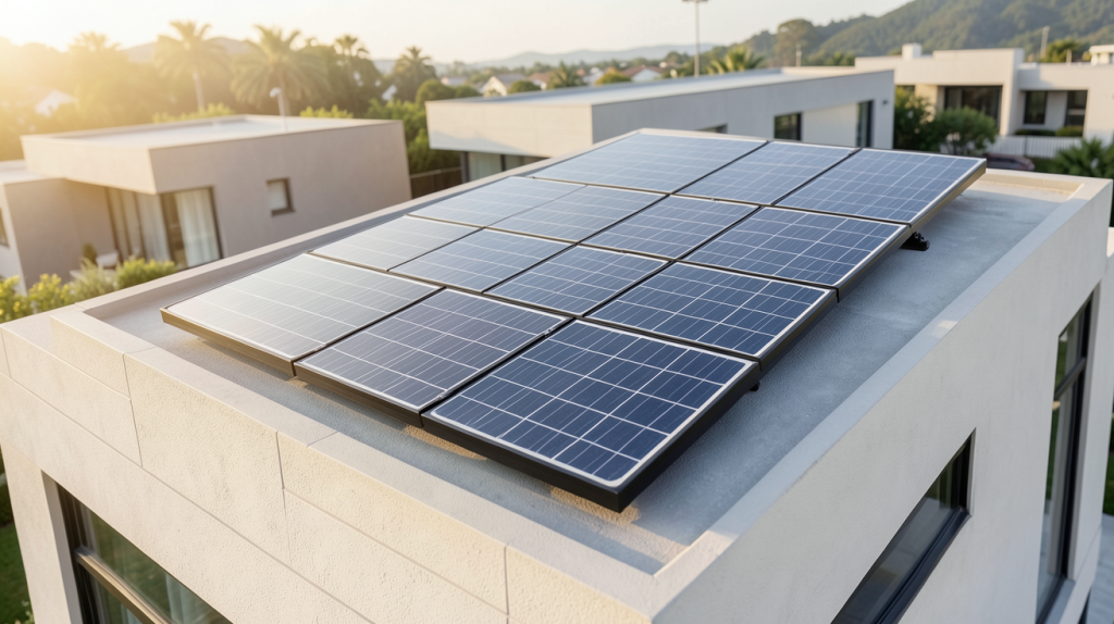 panneau solaire insolight prix installé sur le toit d'une maison contemporaine