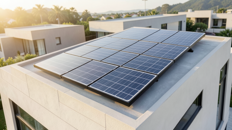 panneau solaire insolight prix installé sur le toit d'une maison contemporaine