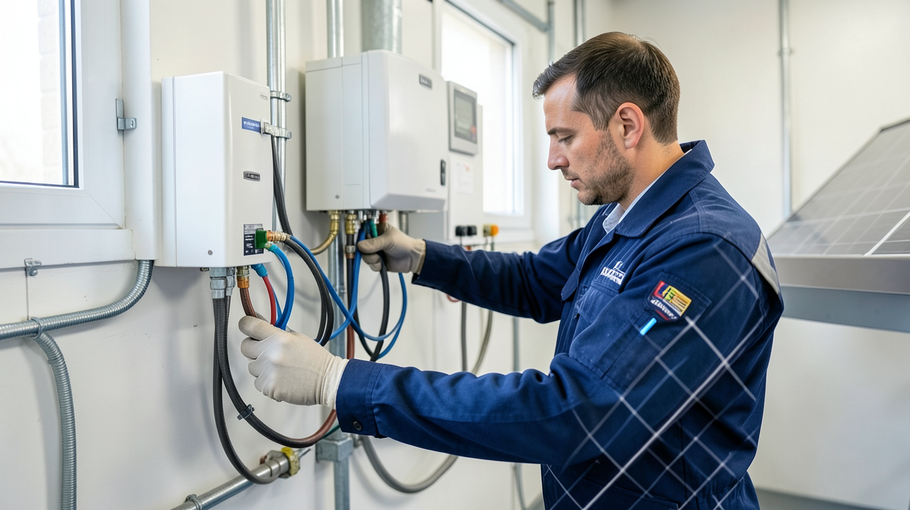 panneau solaire installation des démarches de raccordement au réseau par un technicien