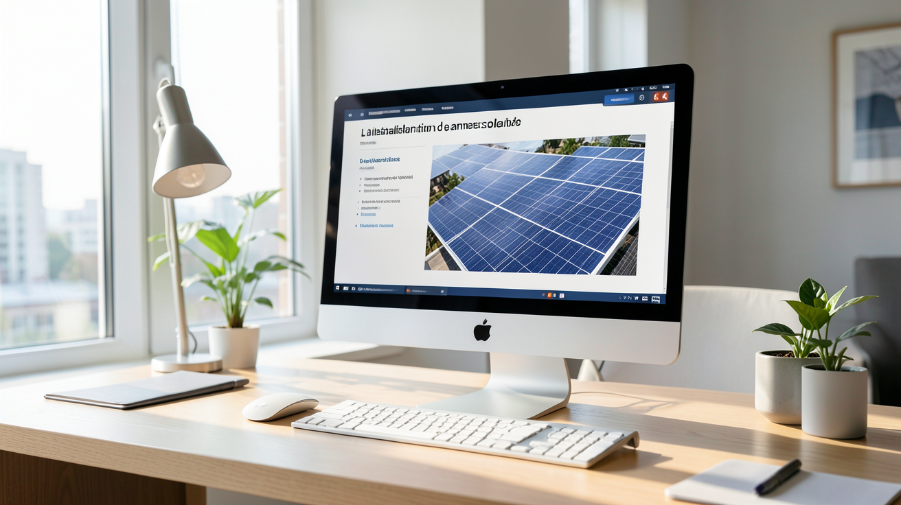 panneau solaire installation prix : écran d'ordinateur affichant un devis personnalisé pour l'installation de panneaux solaires chez Prime Énergie Rénovation