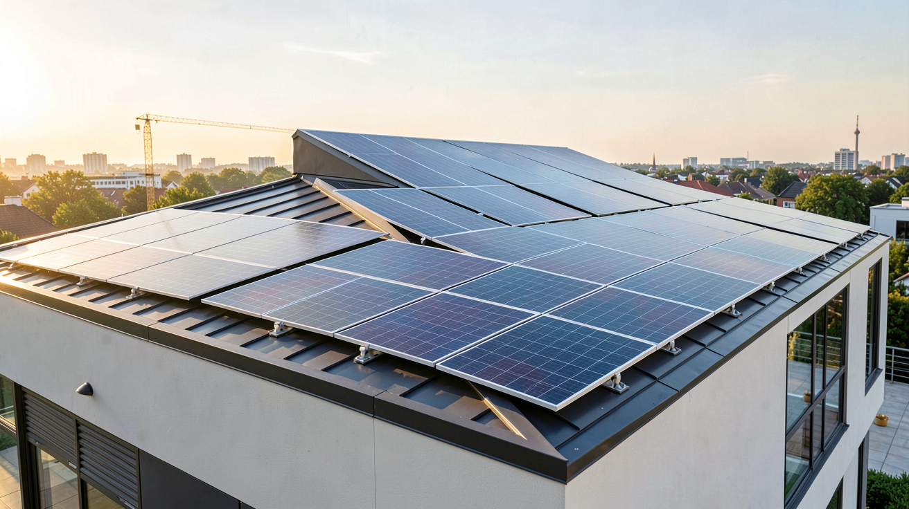 panneau solaire intégré à la toiture d'une maison contemporaine