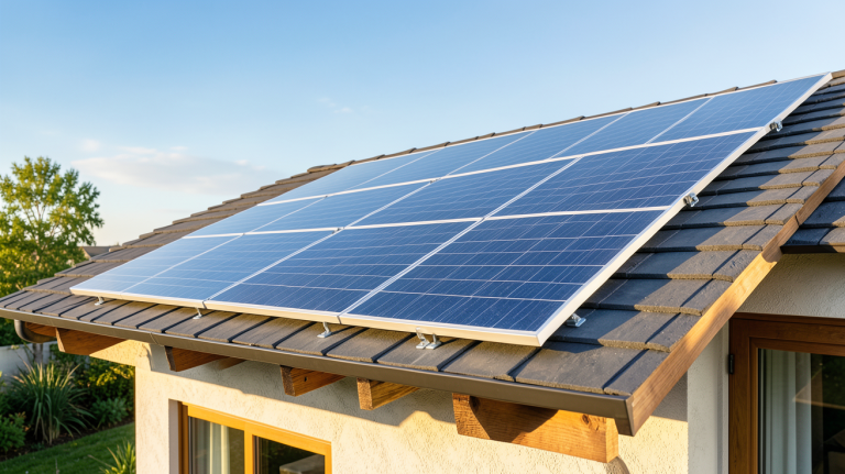 panneau solaire JA Solar installé sur le toit d'une maison écologique