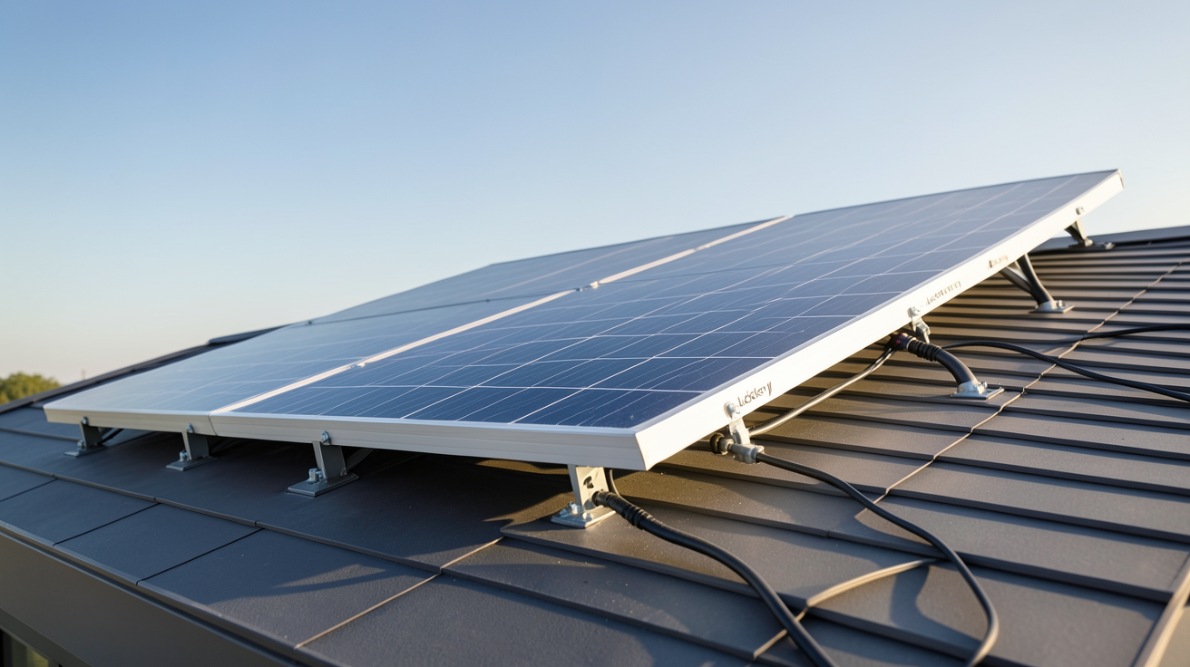 panneau solaire Jackery installé sur le toit d'une maison pour l'autoconsommation énergétique