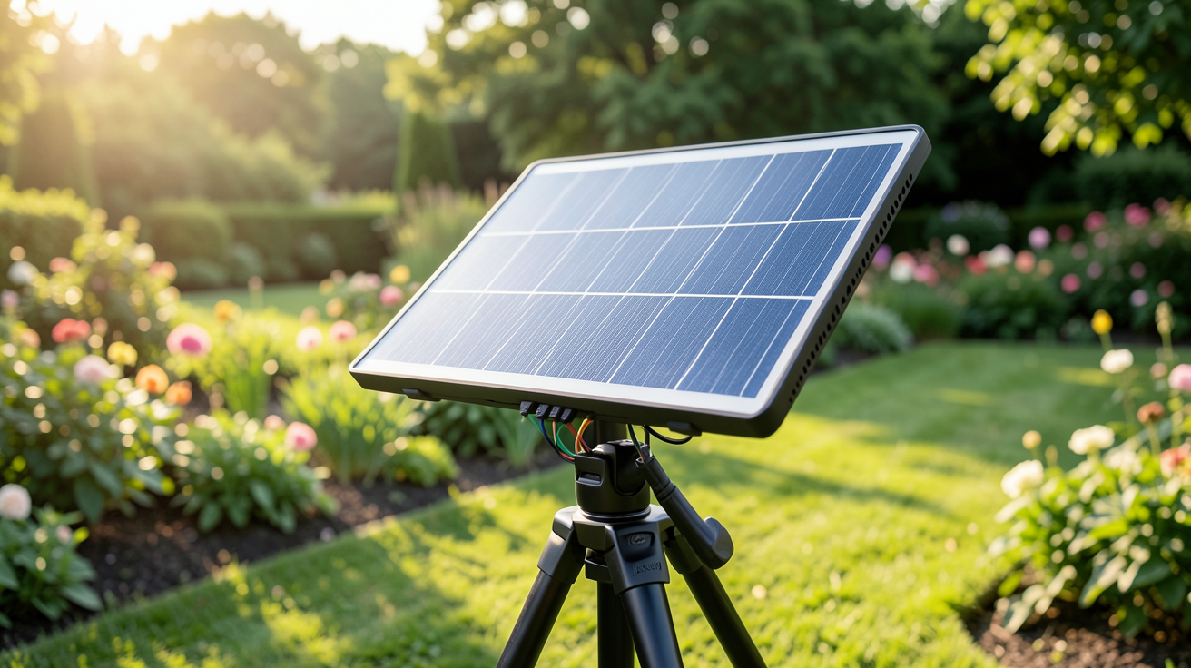 panneau solaire Jackery installé sur un trépied en extérieur lors d'une installation guidée
