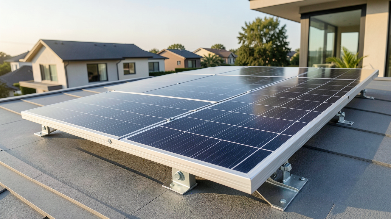 panneau solaire Jinko installé sur un toit résidentiel moderne pour un comparatif 2025