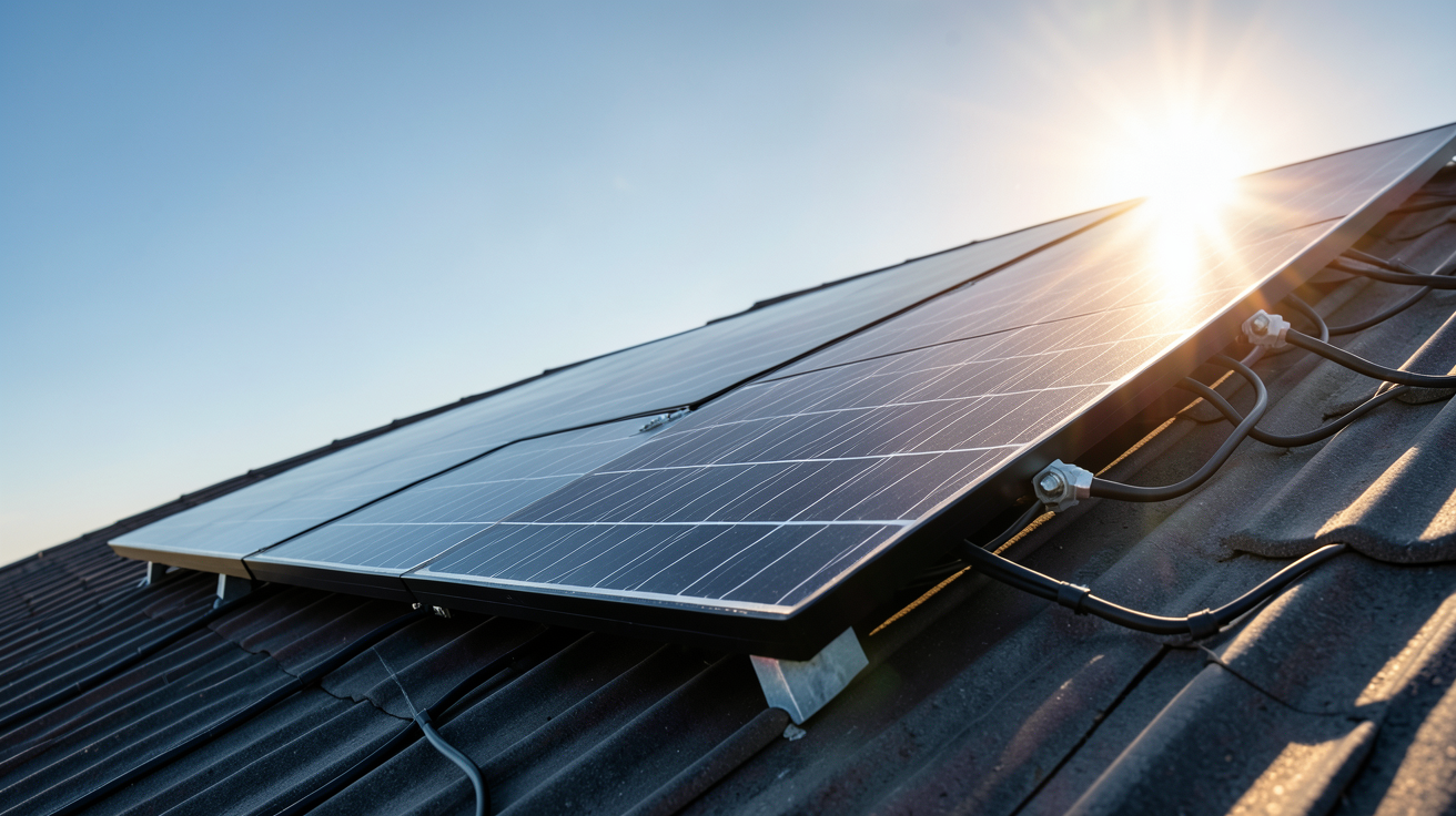 panneau solaire kWh installé sur un toit pour calculer la production énergétique