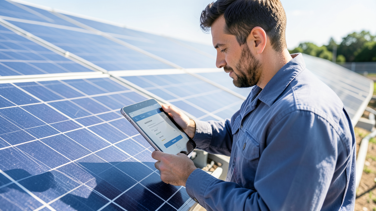 panneau solaire kwh par m2 et analyse de la performance énergétique par un expert sur tablette
