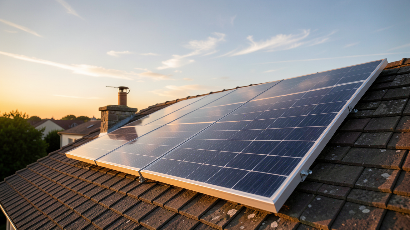 panneau solaire kwh production moyenne en France sur un toit de maison