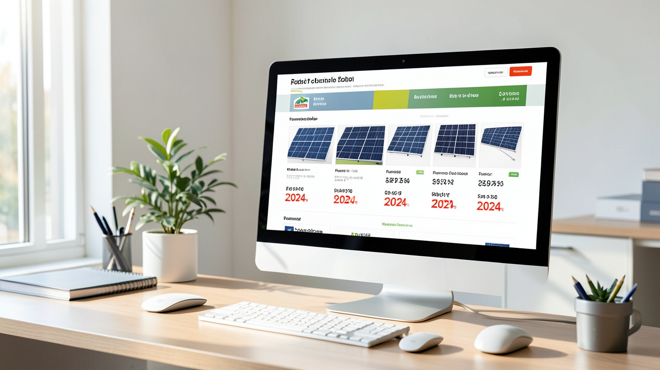 panneau solaire le prix comparatif des marques 2024 sur écran d'ordinateur