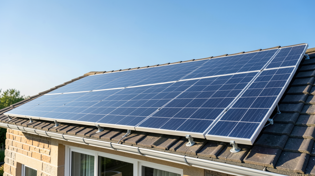 panneau solaire Leroy Merlin installé sur le toit d'une maison individuelle