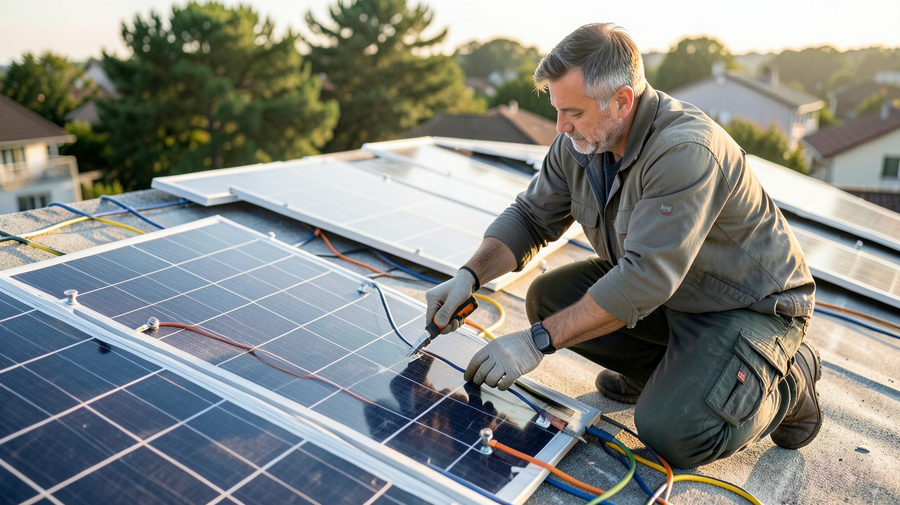 panneau solaire Leroy Merlin installation tutoriel pas à pas kit panneau solaire sur toit résidentiel