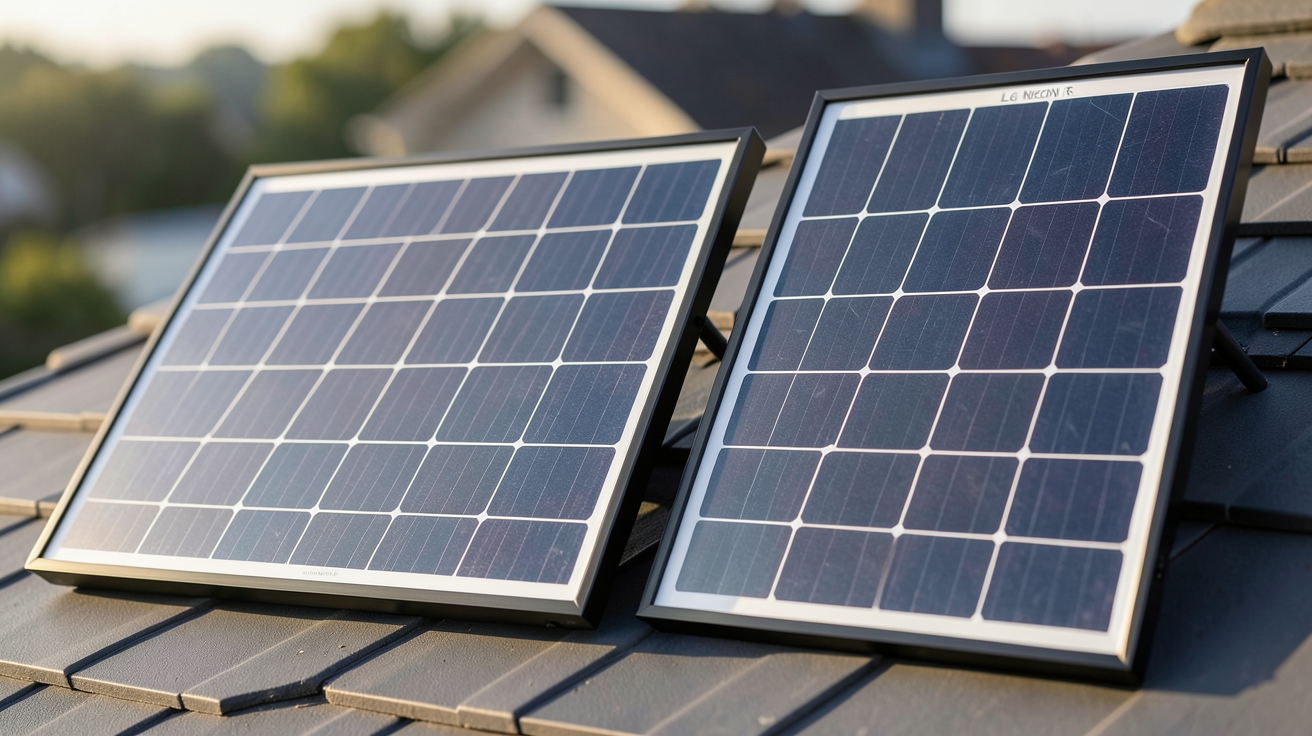 panneau solaire LG 400W NeON 2 BiFacial et NeON R posés sur un toit