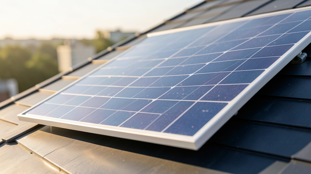 panneau solaire LG bifacial de la gamme NeON® 2 ou NeON® H installé sur un toit incliné
