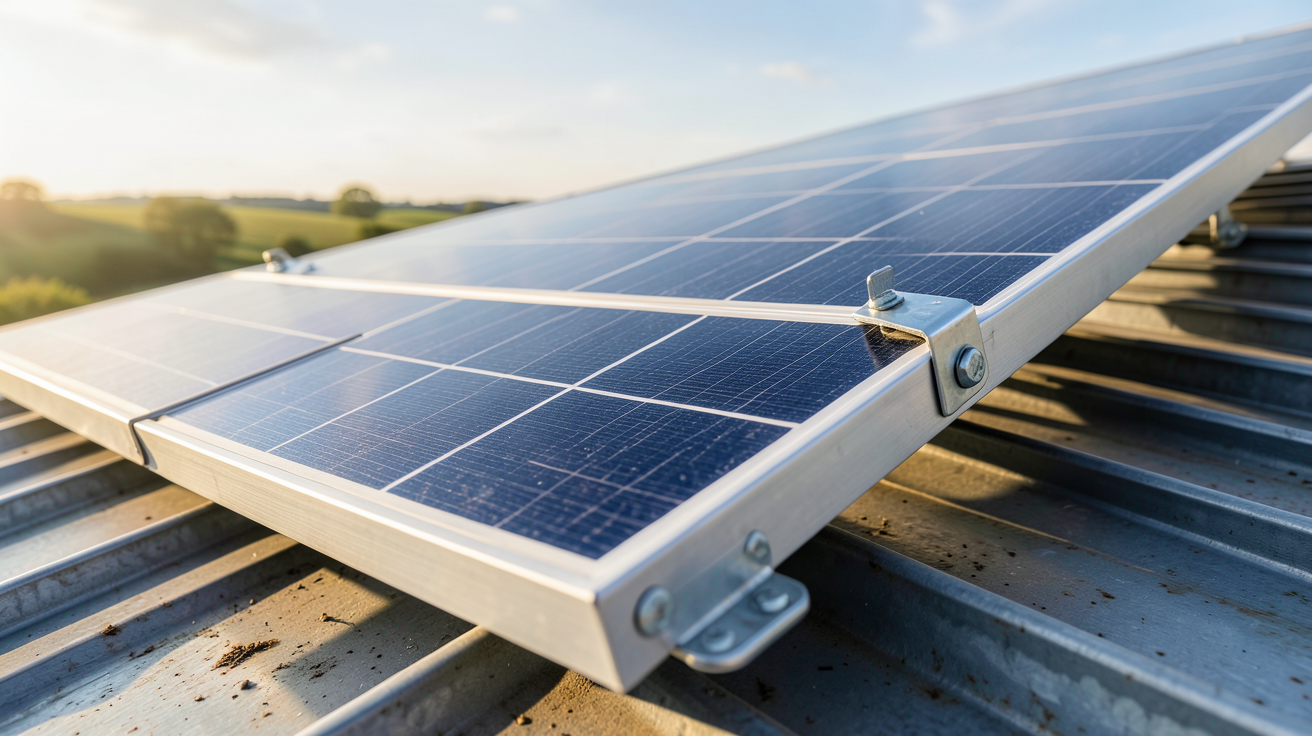 panneau solaire magnétique fixé solidement par des aimants en néodyme sur une structure métallique de toit