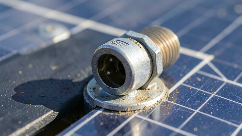 panneau solaire mc4 avec un gros plan sur le connecteur de câblage