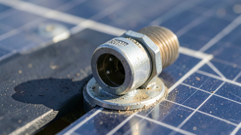 panneau solaire mc4 avec un gros plan sur le connecteur de câblage