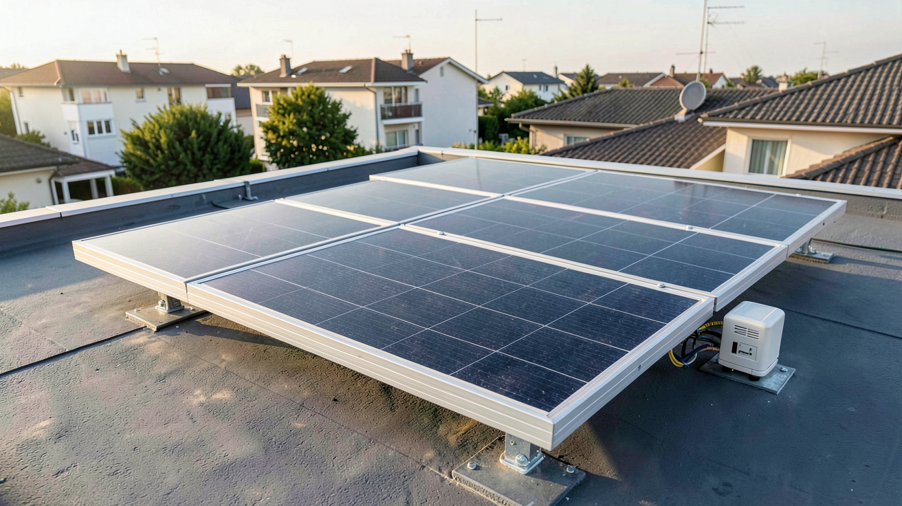 panneau solaire micro onduleur intégré installé sur un toit pour calculer la rentabilité d'un kit solaire