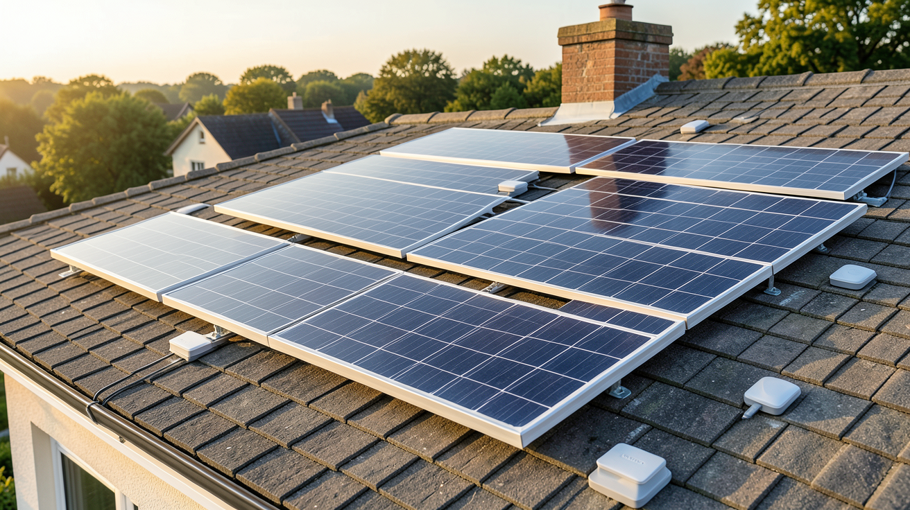 panneau solaire micro onduleur intégré dans un kit d'autoconsommation solaire sur un toit de maison
