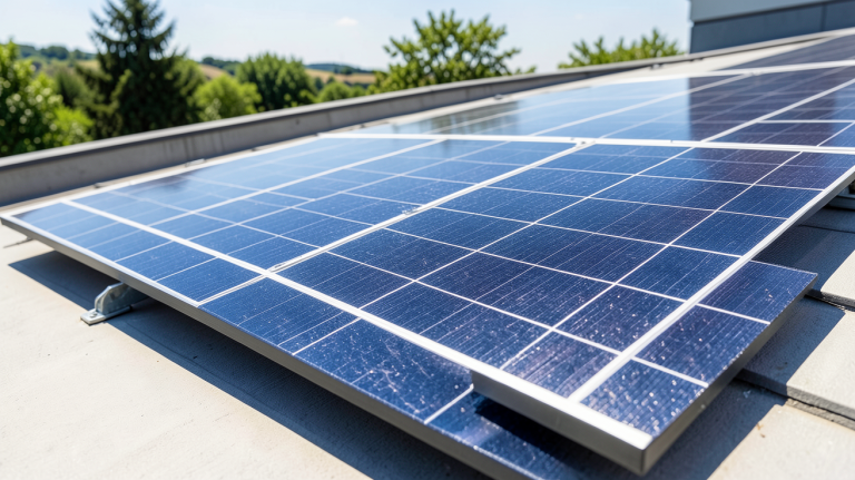 panneau solaire monocristallin 1000w installé sur le toit d'une habitation moderne