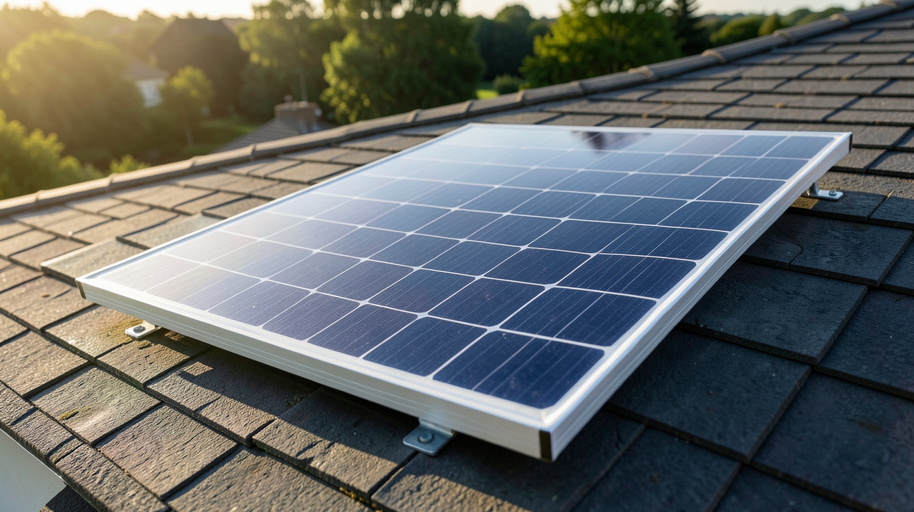panneau solaire monocristallin 300W installé sur le toit d'une maison individuelle