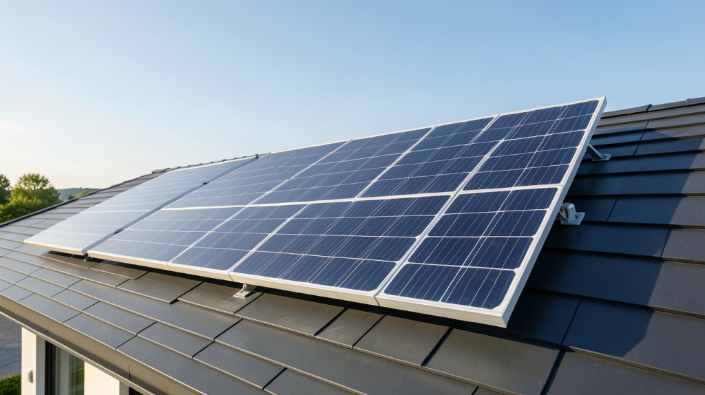 panneau solaire monocristallin 300w installé sur le toit d'une maison moderne